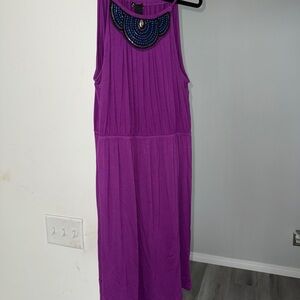 Lane Bryant Purple Midi Dress with Beaded Detail